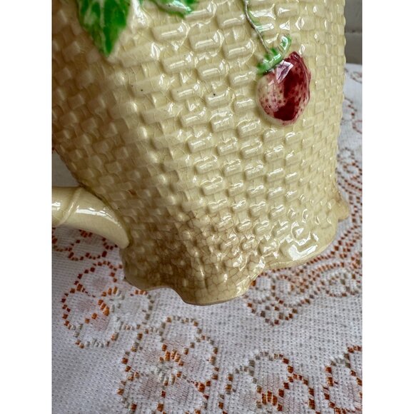 Art Deco 40's Water Pitcher Basket weave Cherries Shabby - Picture 6 of 12